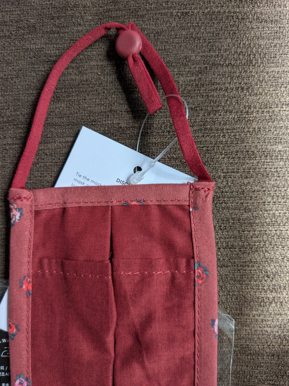 Coach Burgundy Quilted Floral Face Mask